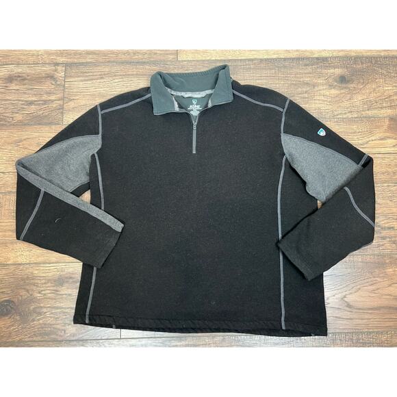Kuhl Revel Sweater XXL Black Gray Outdoor Hiking 1/4 Zip Long Sleeve Pullover - Picture 1 of 8